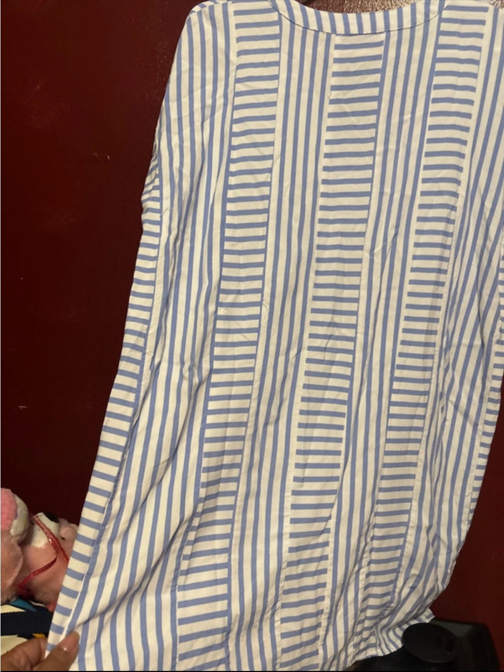 Men's Blue and White Striped Casual Pants